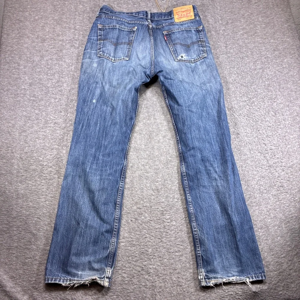 Levi's 514 Straight Leg Jeans Mens 34x32 Blue Distressed Denim
